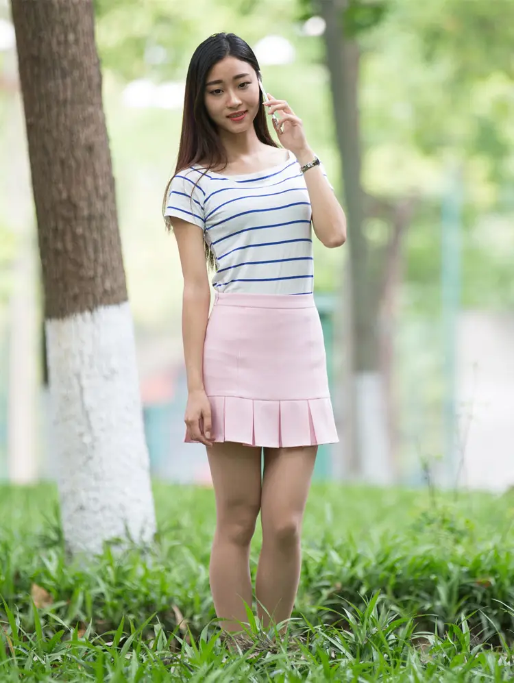 Light Blue Pleated Skirt for Women New College Spring Summer — feature 10