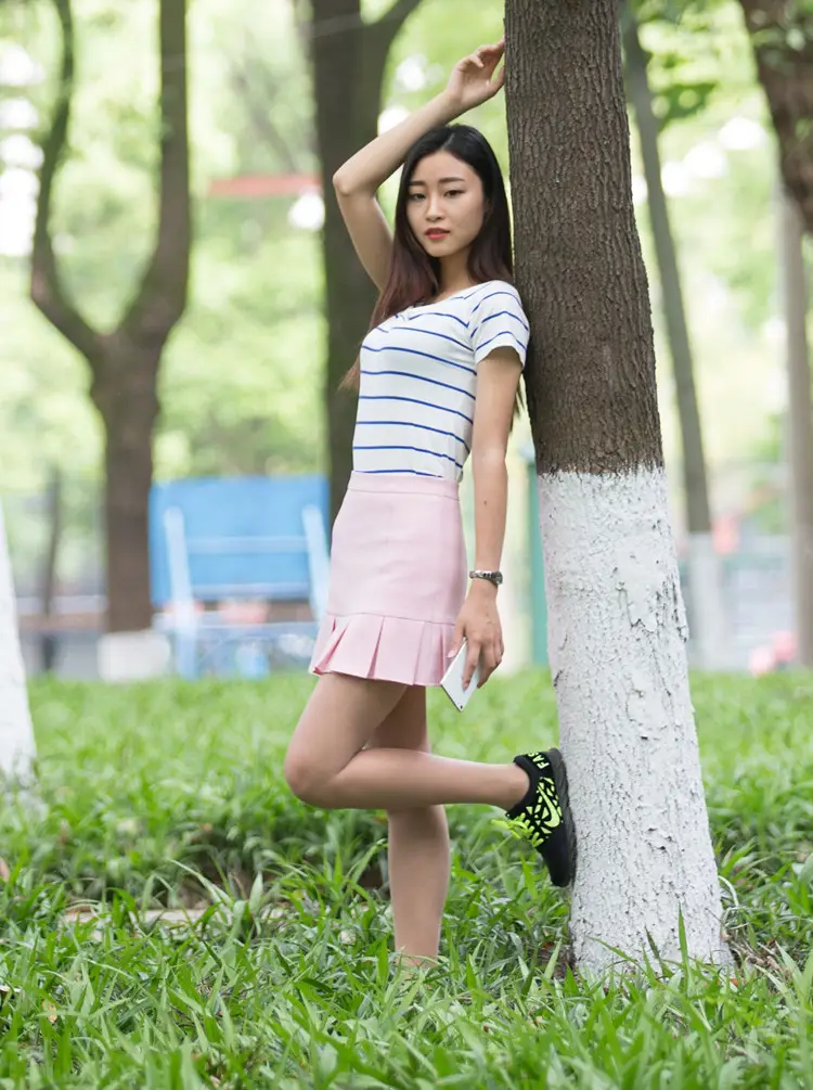 Light Blue Pleated Skirt for Women New College Spring Summer — feature 11