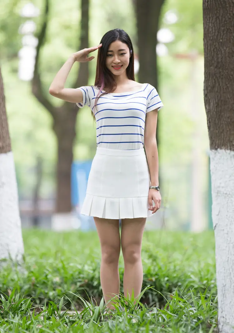 Light Blue Pleated Skirt for Women New College Spring Summer — feature 15