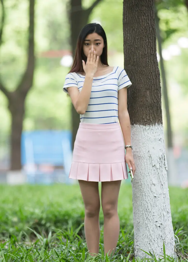 Light Blue Pleated Skirt for Women New College Spring Summer — feature 9