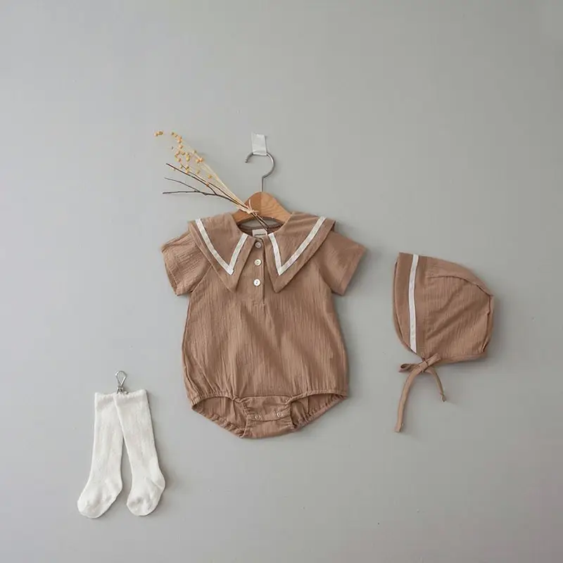 Baby Hooded Cotton Lap Sleeves Jumpsuit Set Brown — feature 21