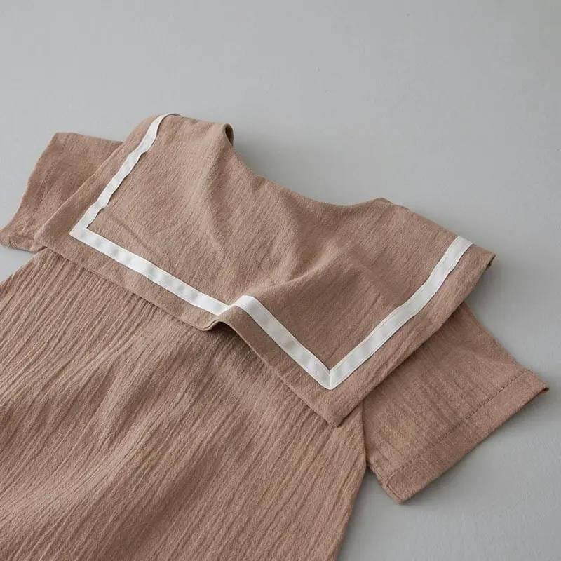 Baby Hooded Cotton Lap Sleeves Jumpsuit Set Brown — feature 26