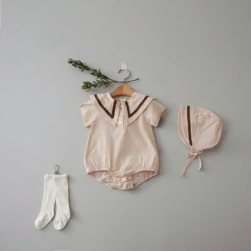 Baby Hooded Cotton Lap Sleeves Jumpsuit Set Brown — feature 31