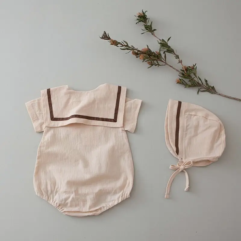 Baby Hooded Cotton Lap Sleeves Jumpsuit Set Brown — feature 34