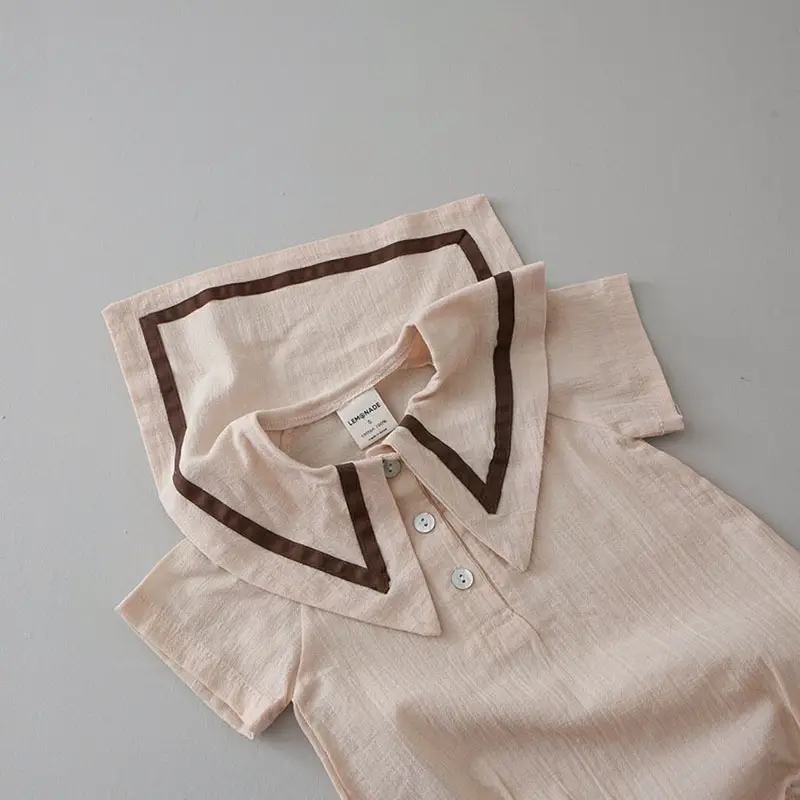 Baby Hooded Cotton Lap Sleeves Jumpsuit Set Brown — feature 36