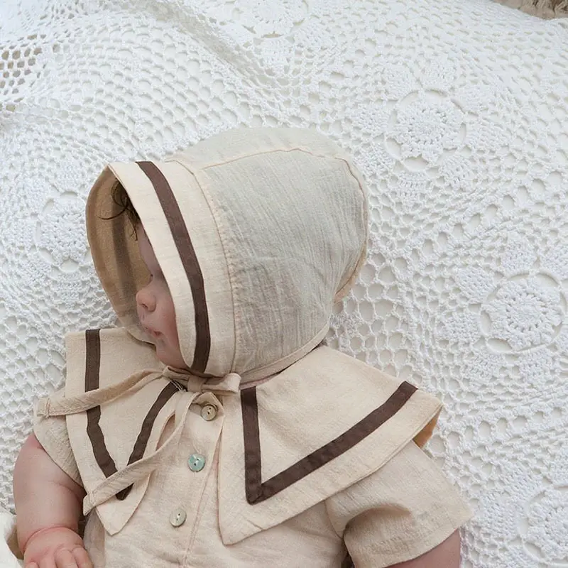 Baby Hooded Cotton Lap Sleeves Jumpsuit Set Brown — feature 8