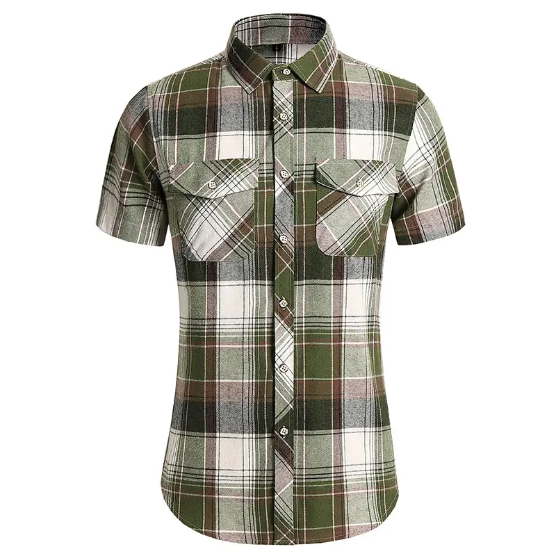 2025 Men Plaid Short Sleeve Shirt Combo Plus Size - Image 3