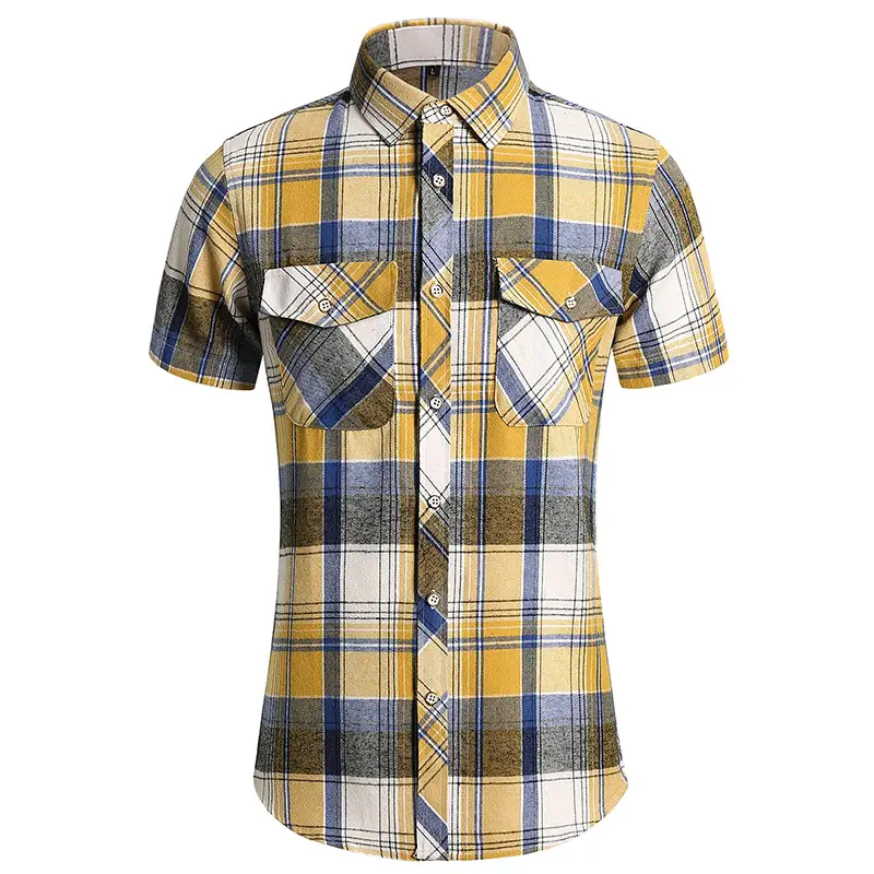 2025 Men Plaid Short Sleeve Shirt Combo Plus Size - Image 5