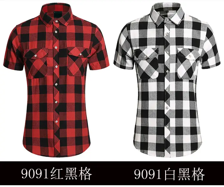2025 Men Plaid Short Sleeve Shirt Combo Plus Size — feature 2