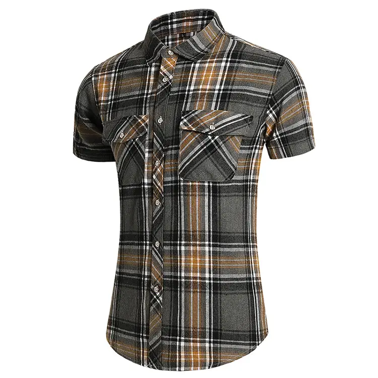2025 Men Plaid Short Sleeve Shirt Combo Plus Size — feature 25
