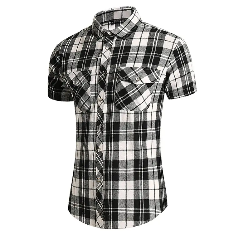 2025 Men Plaid Short Sleeve Shirt Combo Plus Size — feature 34