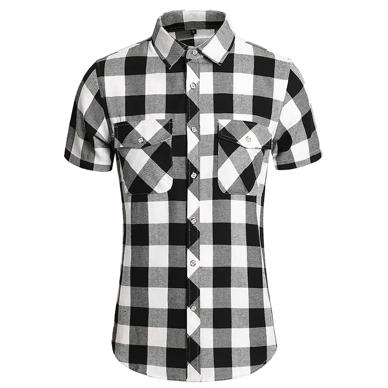2025 Men Plaid Short Sleeve Shirt Combo Plus Size - Image 2