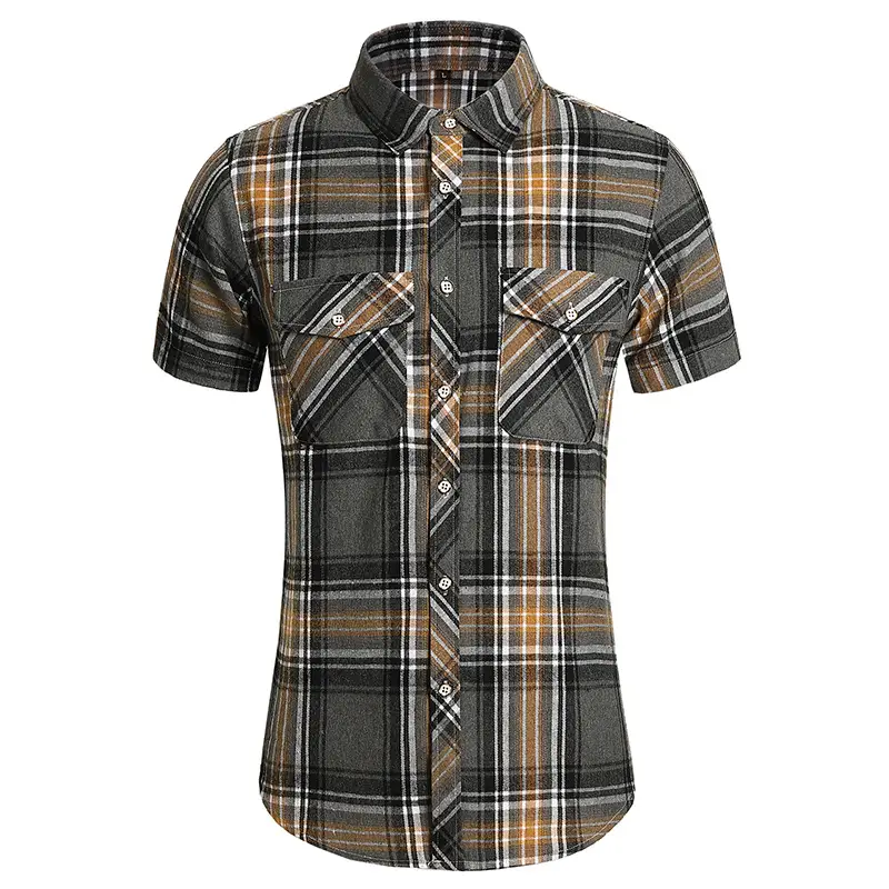 2025 Men Plaid Short Sleeve Shirt Combo Plus Size - Image 6