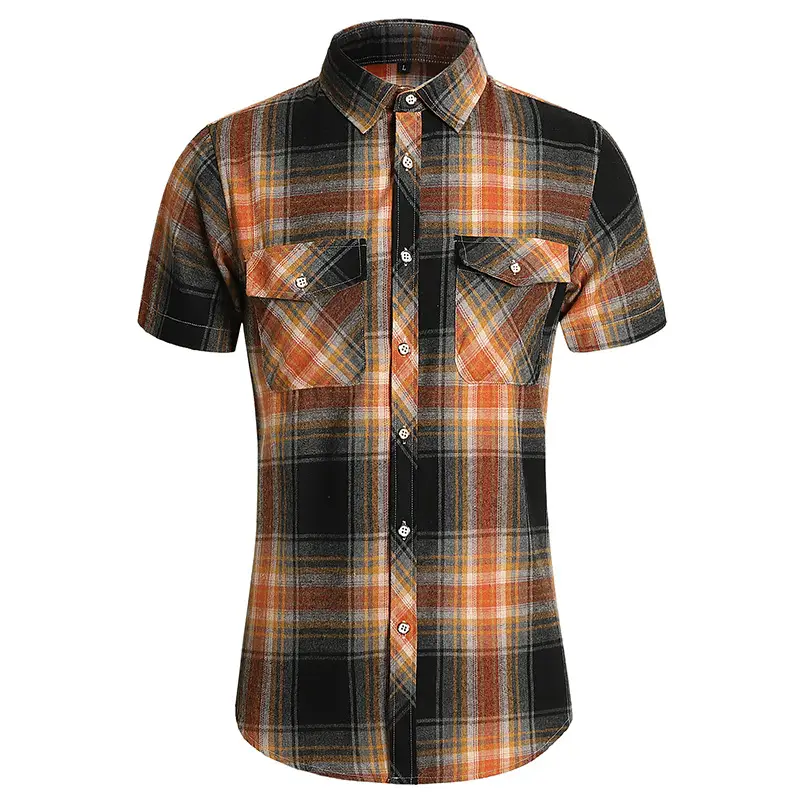 2025 Men Plaid Short Sleeve Shirt Combo Plus Size - Image 7
