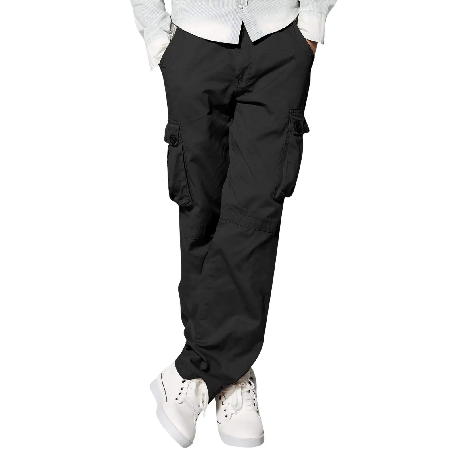 Men's Tan Multi-Pocket Loose Trousers Outdoor Fitness Pants — feature 18