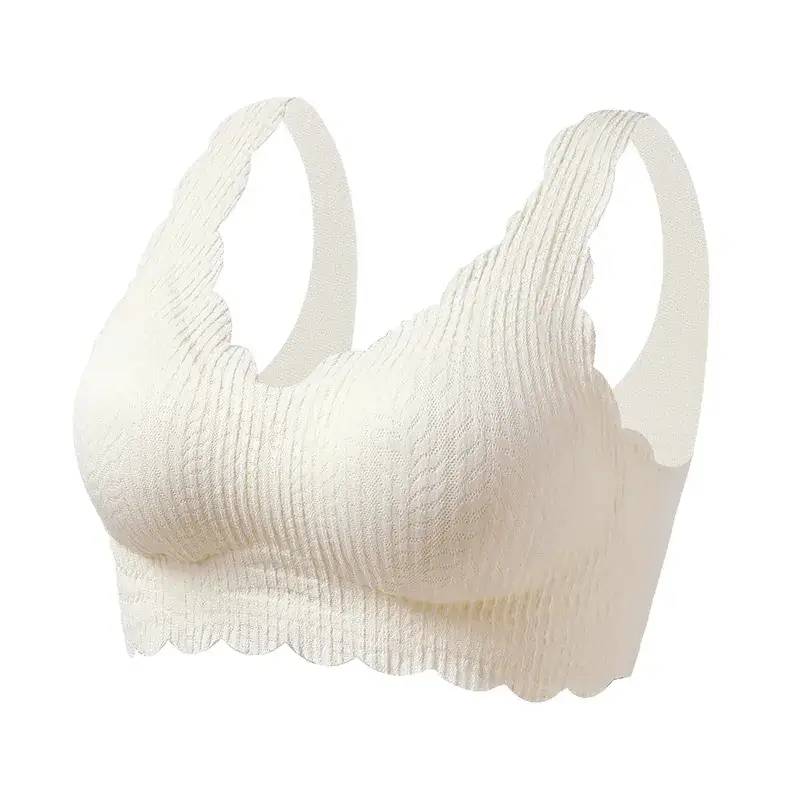 Women's White Ribbed Sports Bra Non-Steel Ring Shock Proof - Image 10