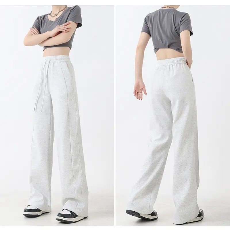 Black Fleece Lined Wide Leg Pants for Women Autumn Winter 2025 - Image 10