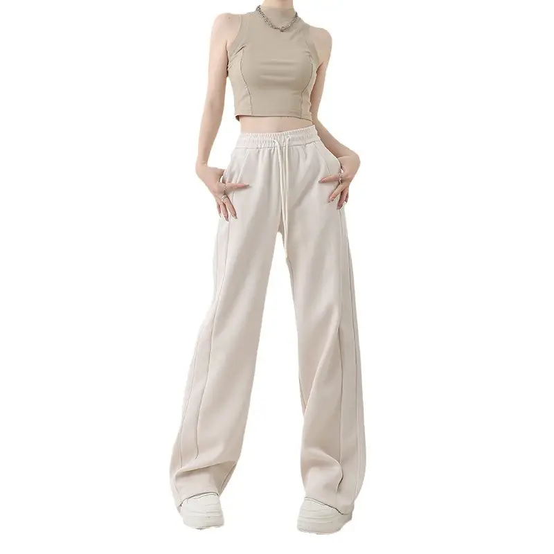 Black Fleece Lined Wide Leg Pants for Women Autumn Winter 2025 - Image 11