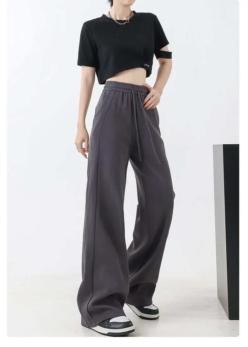 Black Fleece Lined Wide Leg Pants for Women Autumn Winter 2025 — feature 21