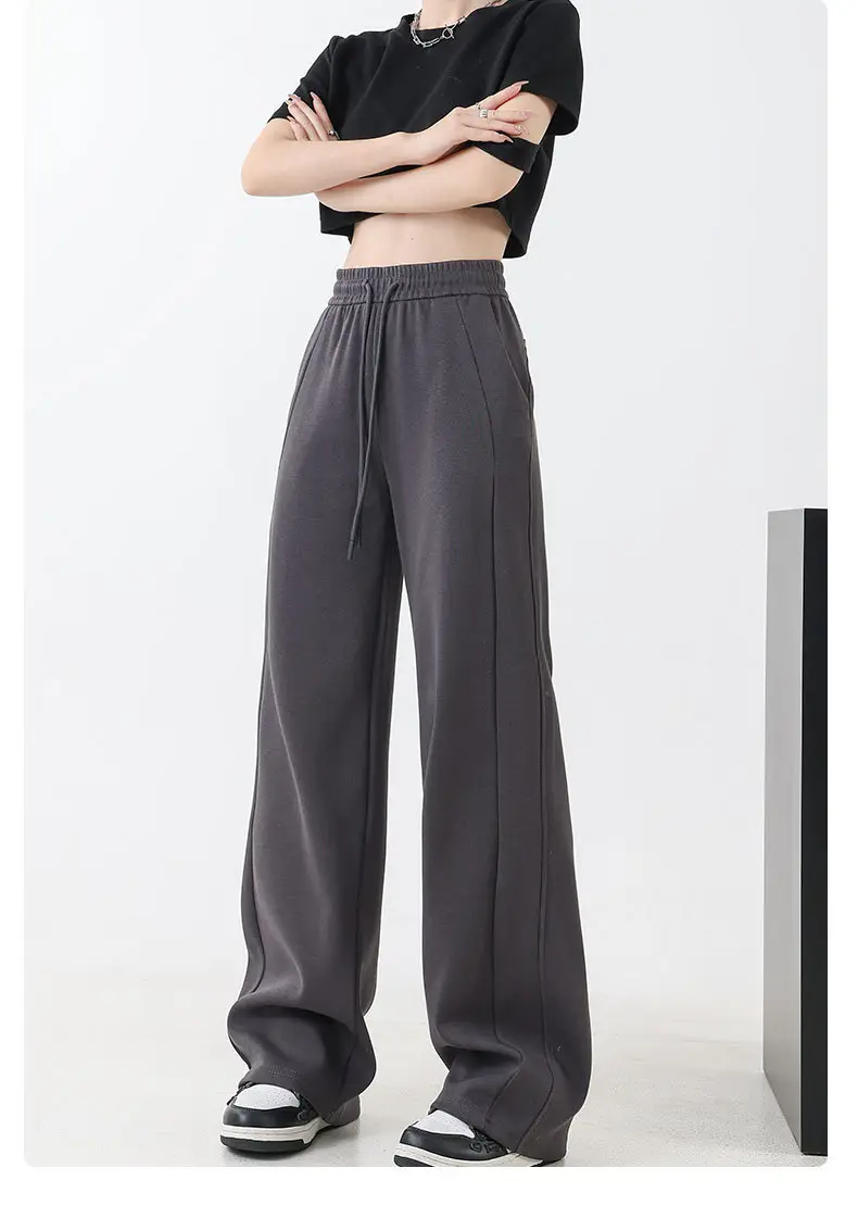 Black Fleece Lined Wide Leg Pants for Women Autumn Winter 2025 — feature 22