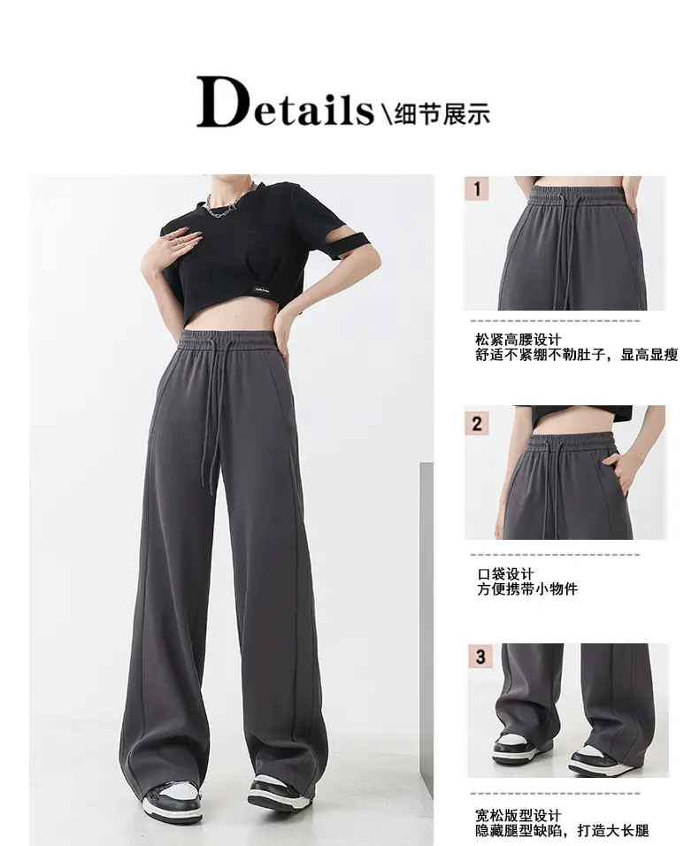Black Fleece Lined Wide Leg Pants for Women Autumn Winter 2025 — feature 6