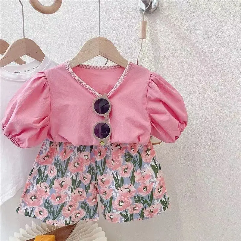 Korean Style 2-Piece Summer Top Shorts Set for Girls - Image 2