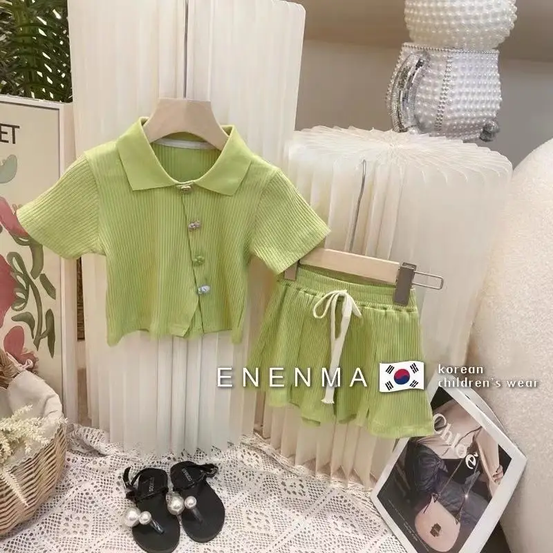 Korean Style 2-Piece Summer Top Shorts Set for Girls - Image 4