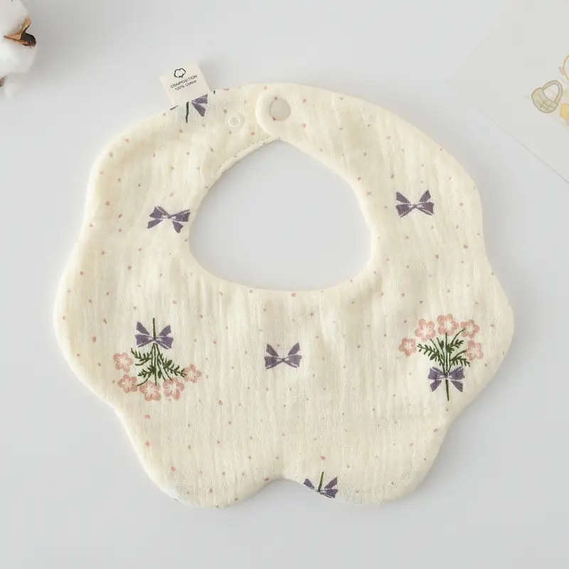 Baby Bib 6-Layer Gauze Floral 360 Degree - Image 256