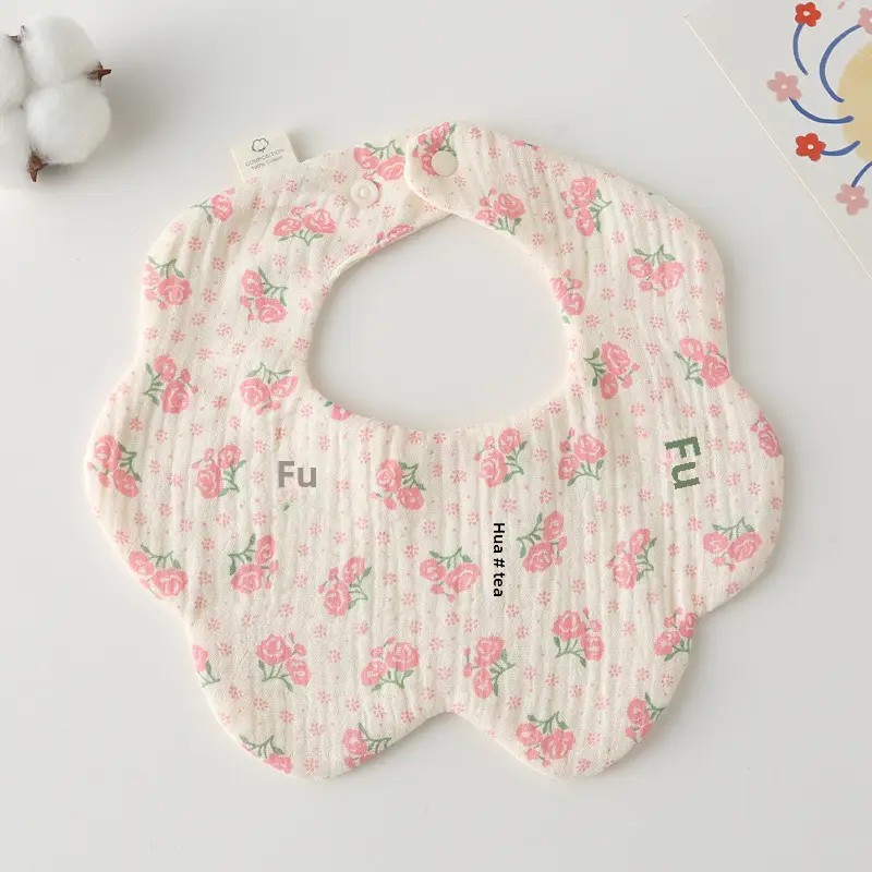 Baby Bib 6-Layer Gauze Floral 360 Degree - Image 46