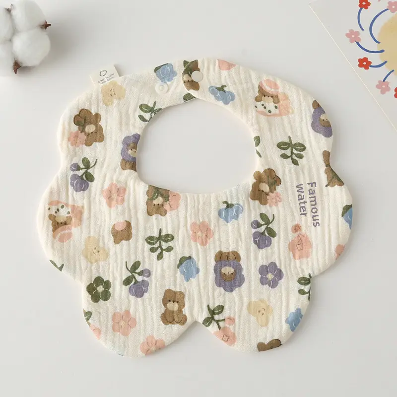 Baby Bib 6-Layer Gauze Floral 360 Degree - Image 51