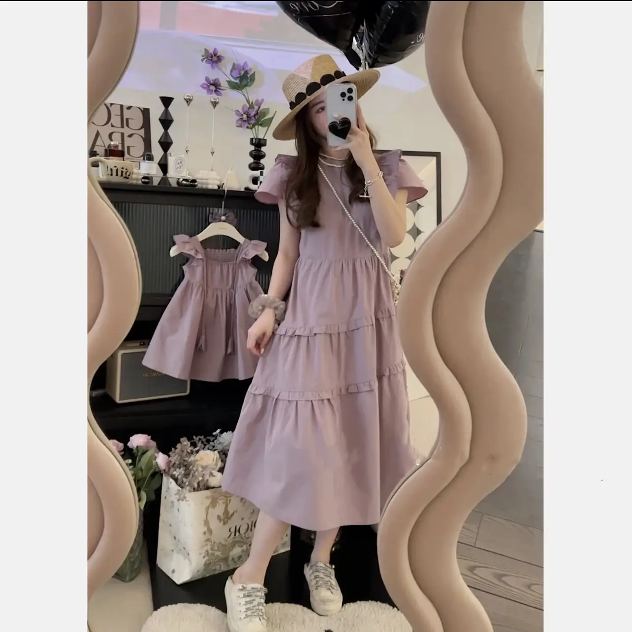 Pure Cotton Matching Mother Daughter Summer Dress Set - Image 3