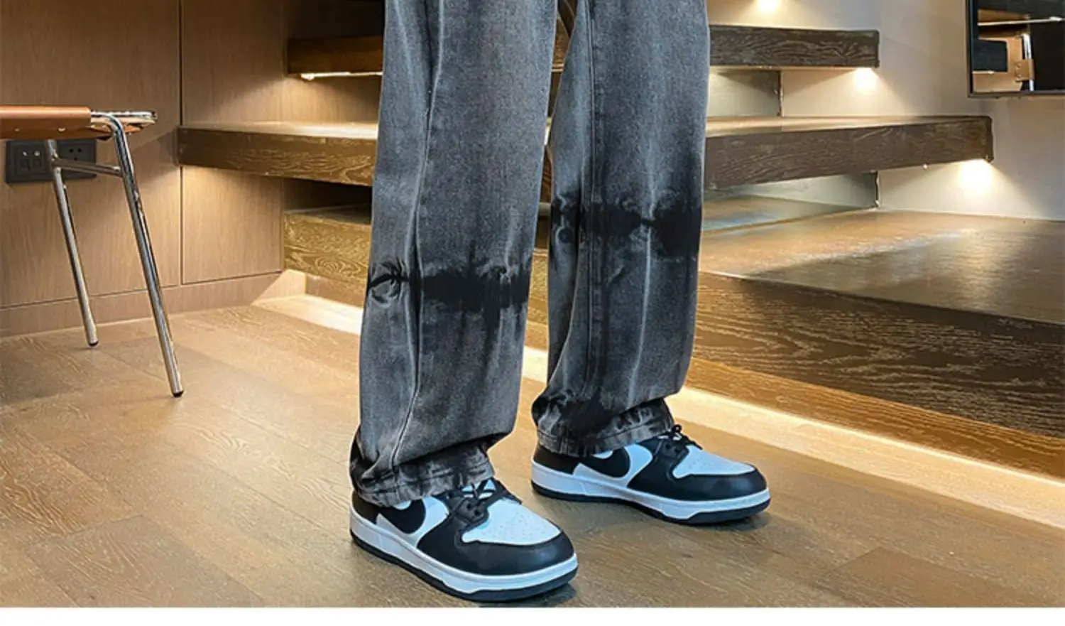 Men Tie-Dye Drawstring Jeans American High Street Vibe Pants — feature 13
