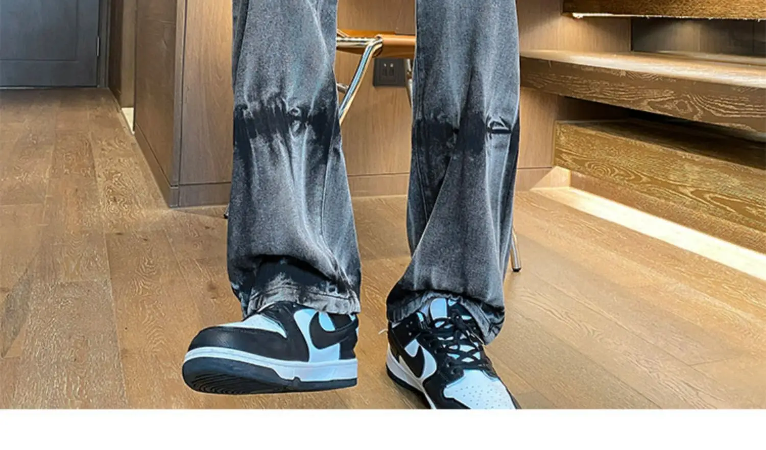Men Tie-Dye Drawstring Jeans American High Street Vibe Pants — feature 3