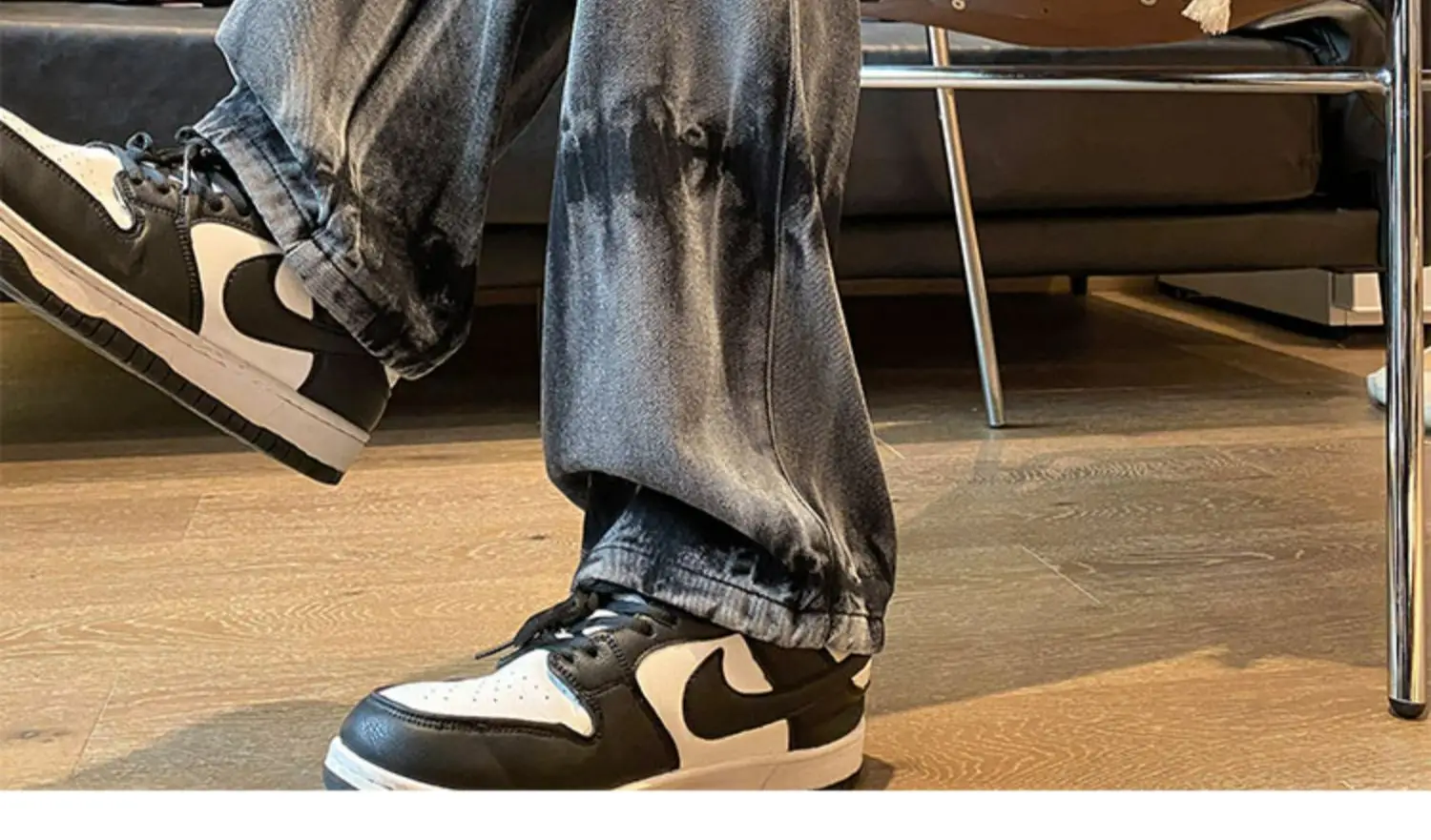 Men Tie-Dye Drawstring Jeans American High Street Vibe Pants — feature 9