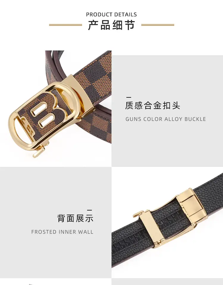 Men's Gucci Logo Belt with Gold Plated Buckle β feature 6