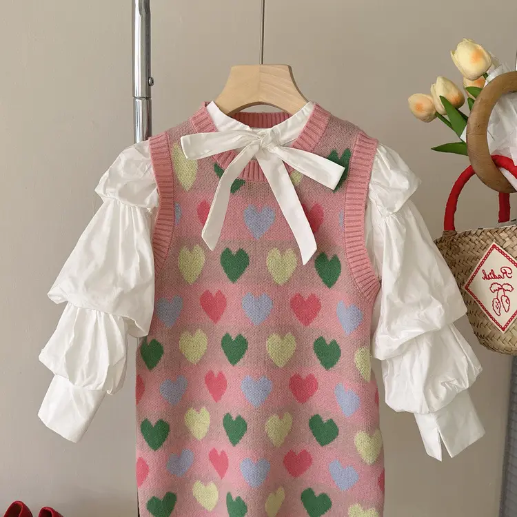 Girls Pink Heart Knitted Sleeveless Dress 2025 — feature 2