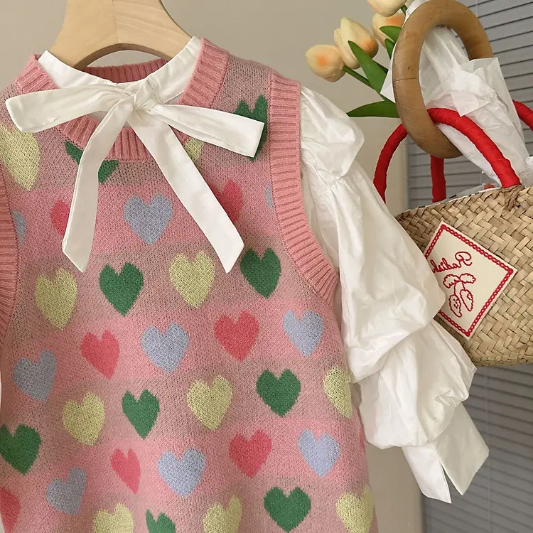 Girls Pink Heart Knitted Sleeveless Dress 2025 — feature 8