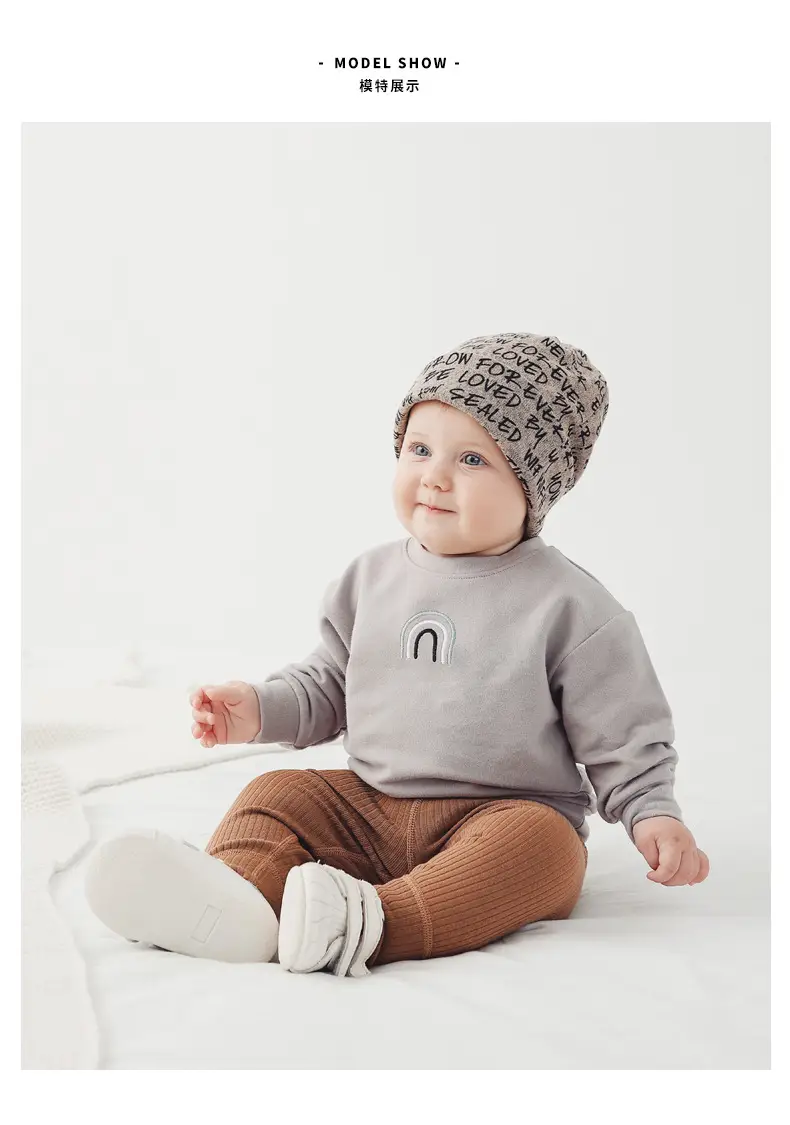 Baby Grey Round Neck Outerwear Set for Boys Girls — feature 15