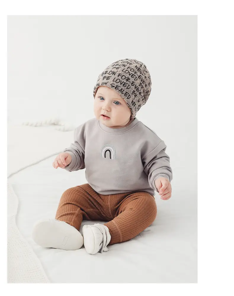 Baby Grey Round Neck Outerwear Set for Boys Girls — feature 17