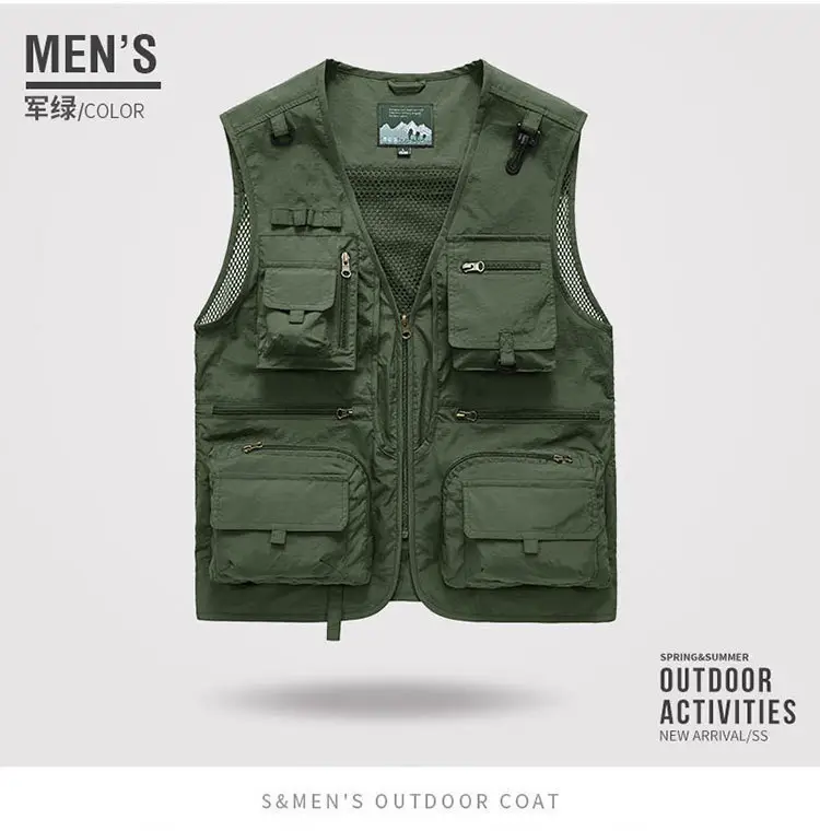 Men's Green Mesh Vest with Embroidered Logo — feature 11