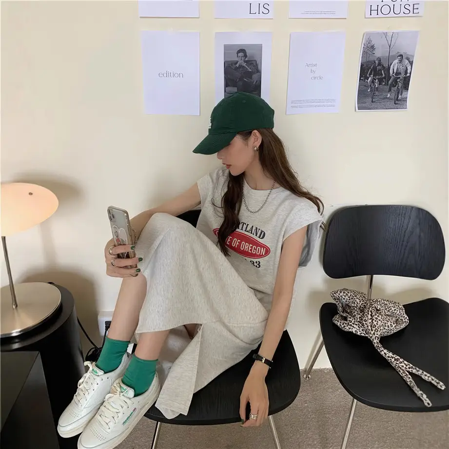 Women Sleeveless Dress Summer 2023 Loose Fit Casual Wear