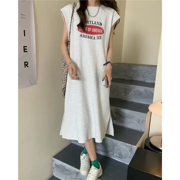 Women Sleeveless Dress Summer 2023 Loose Fit Casual Wear