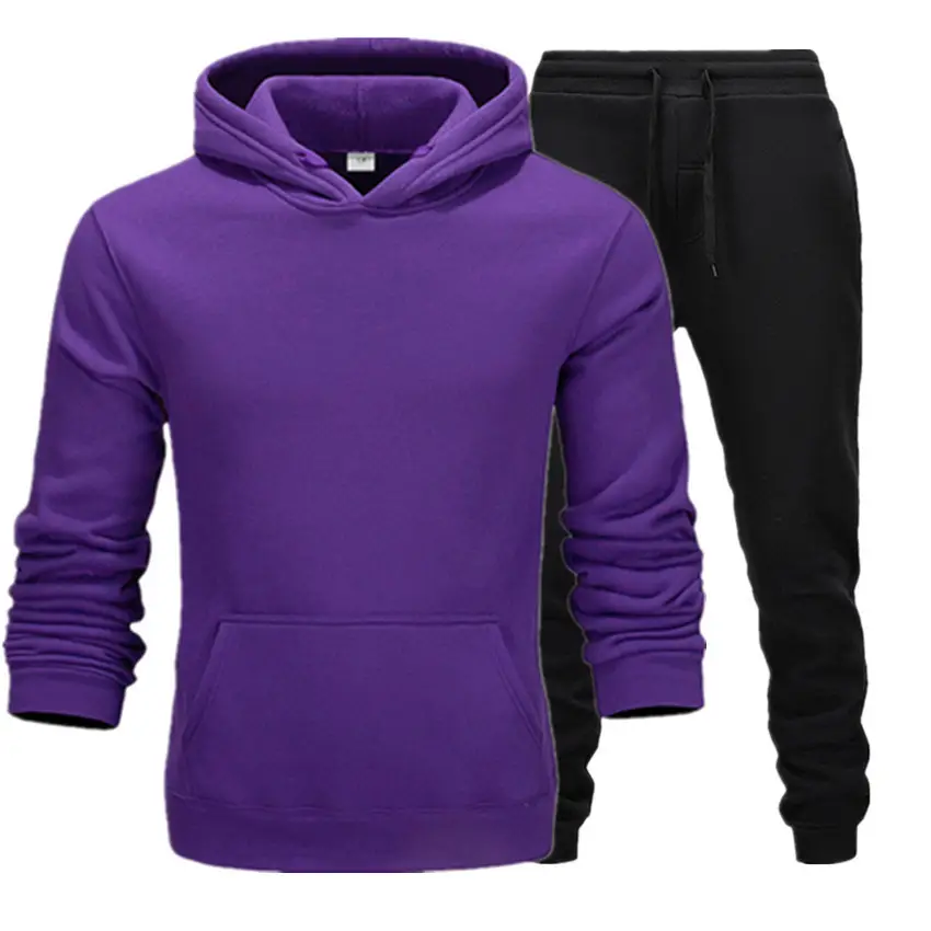 Purple Men's Sweatshirt Hoodie Set 220g Fabric - Image 23
