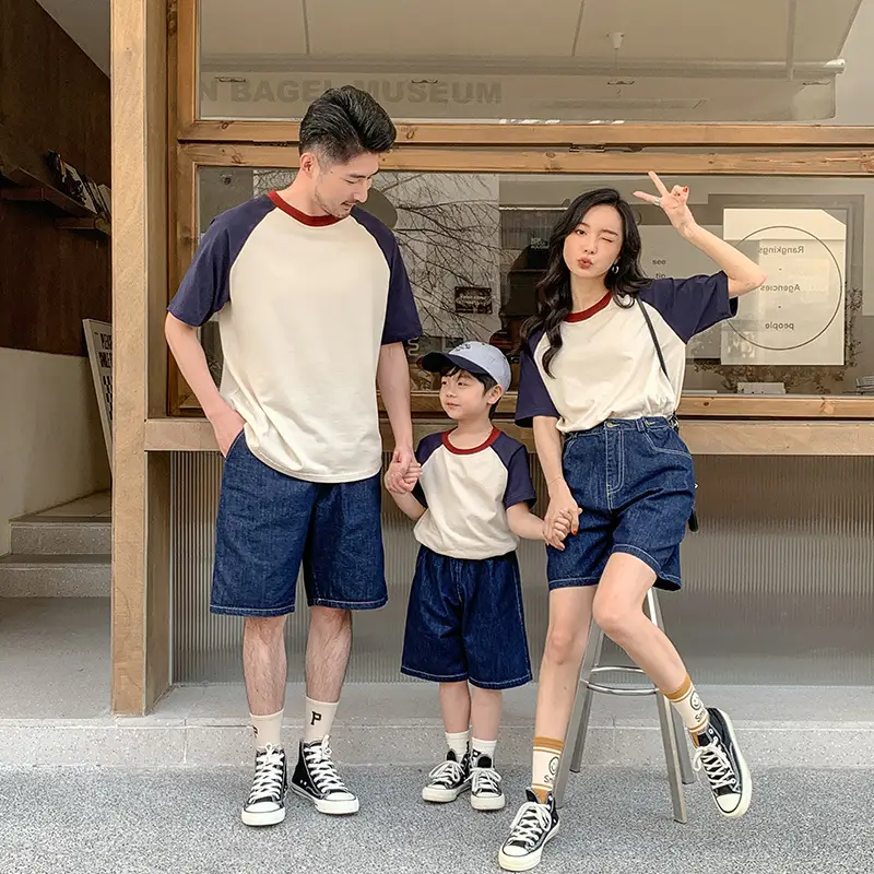 Family 3-Person T-Shirt Shorts Set Summer Casual Wear - Image 5