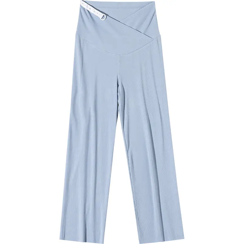 Pregnant Women's Pink Silk Low Waist Wide Leg Pants