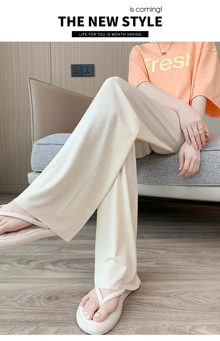 Pregnant Women's Pink Silk Low Waist Wide Leg Pants — feature 21