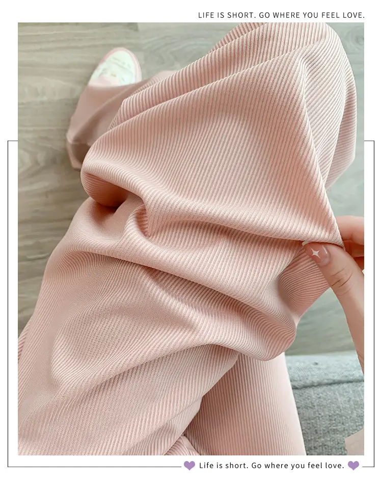 Pregnant Women's Pink Silk Low Waist Wide Leg Pants — feature 28