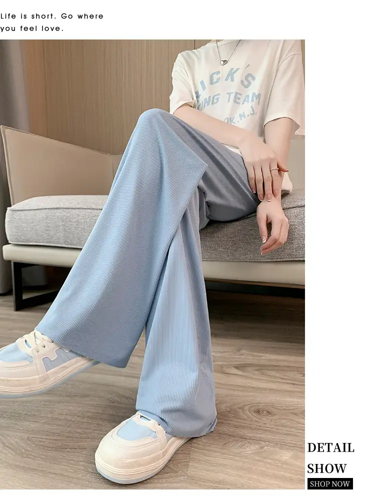 Pregnant Women's Pink Silk Low Waist Wide Leg Pants — feature 31