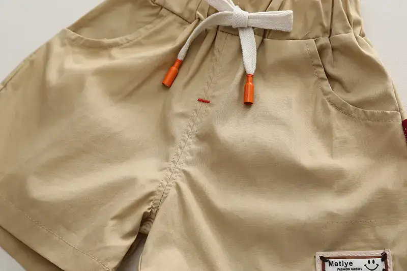 Children Cotton Polo Short Sleeve Suit Green Beige — feature 11