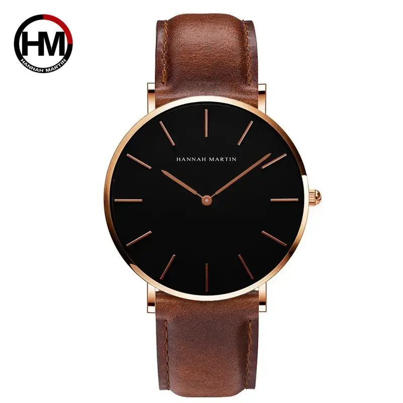 CH02FK rose gold shell Brown Band